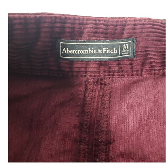 Abercrombie & Fitch Skirt Womens 10 Mini Corduroy Button Up Burgundy - Picture 4 of 9